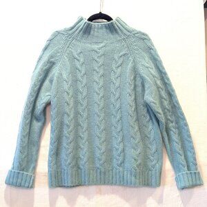 VTG Womens White Stag Blue Soft Sweater High Neck Angora Lambswool Blend XL